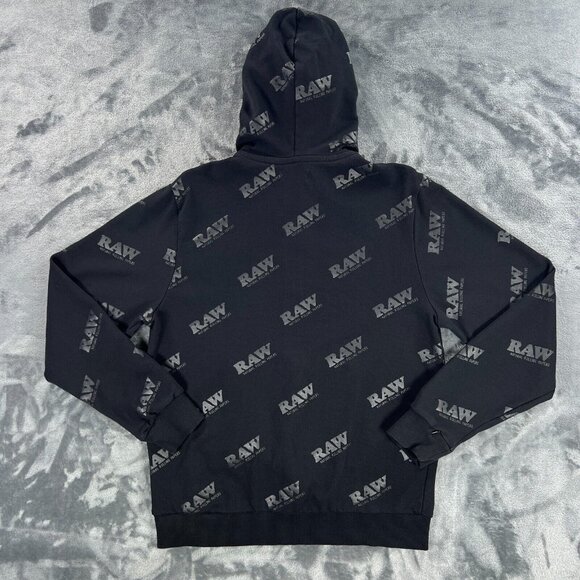 RAW Rolling Papers Hoodie Men L All Over Print Hip Hop Rap Weed Stash Skateboard - Picture 2 of 8